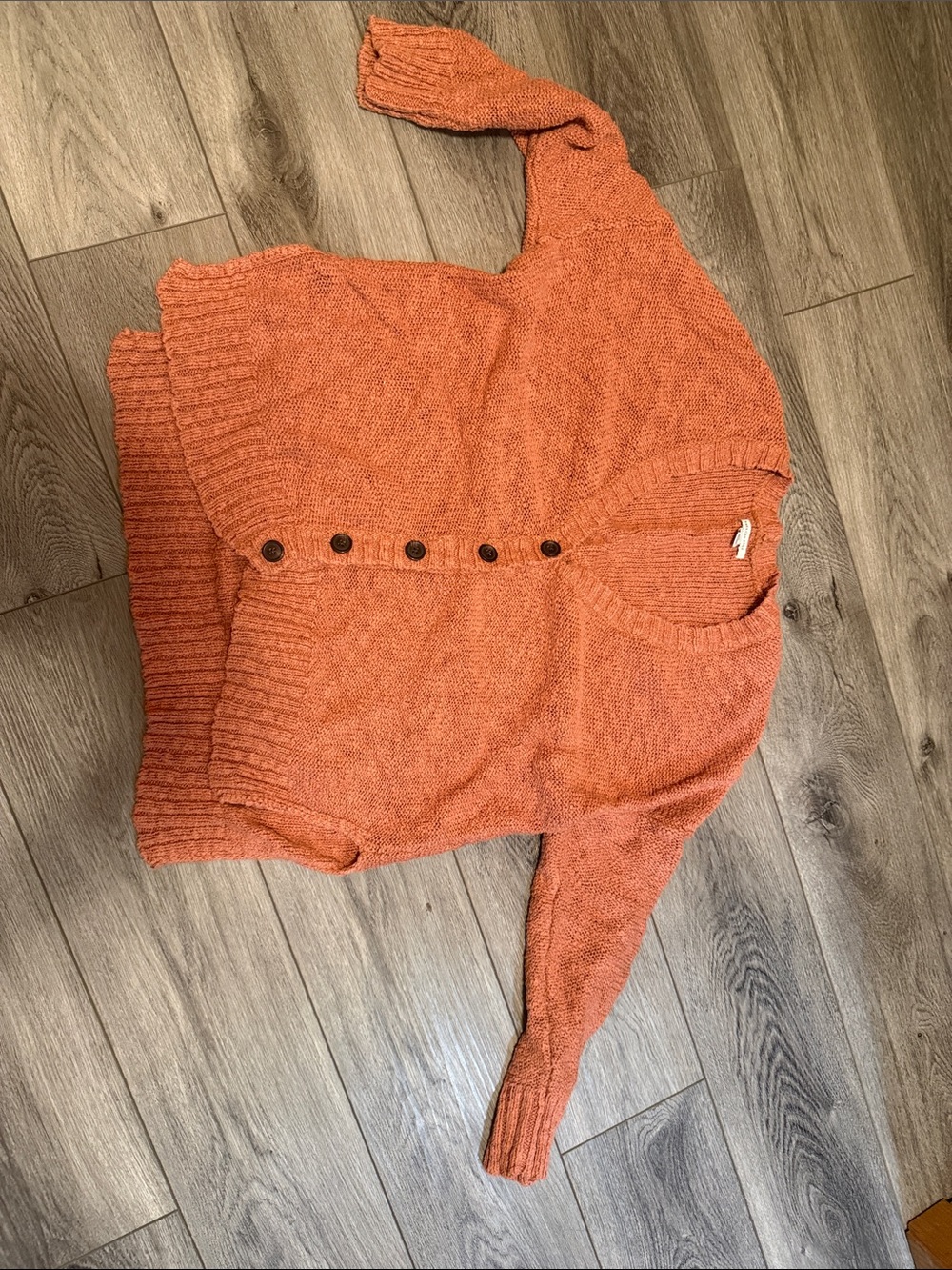 American Eagle Outfitters Burnt Orange Chunky Button Cardigan